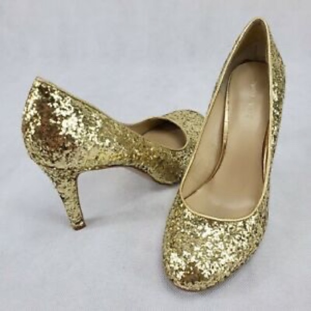 Nine West gold heels with glitter - Picture 1 of 7